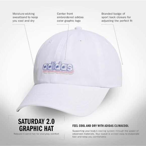 Adidas Women\'s White Linen Green Baseball Adjustable Cotton Athletic Relaxed Hat main image 4